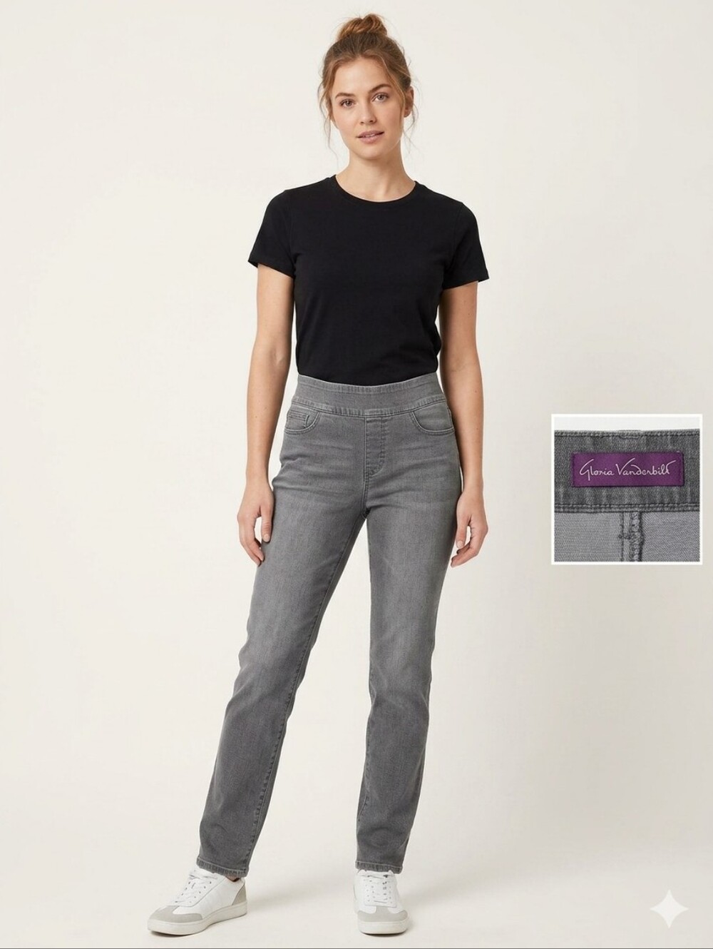 Gloria Vanderbilt Skinny Pull-On Jeans - Charcoal Black